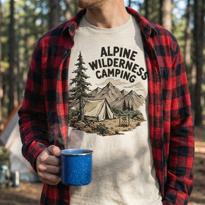 Alpine Wilderness Camping PNG, Nature Mountains Tent Outdoor Art - 300