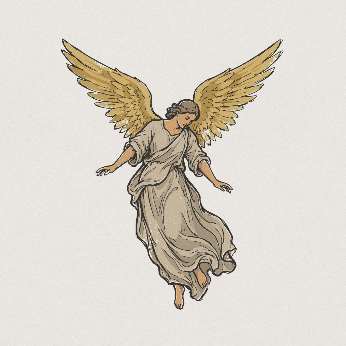 Hand Drawn Angel PNG, Vintage Angel Art for Sublimation - 300 DPI Design