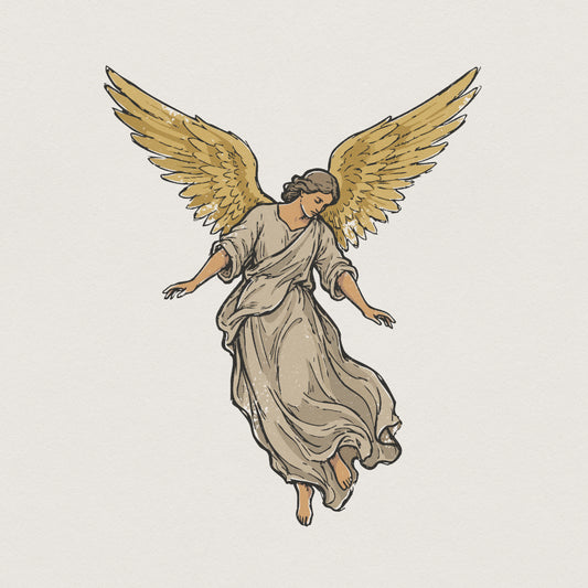 Hand Drawn Angel PNG, Vintage Angel Art for Sublimation - 300 DPI Design