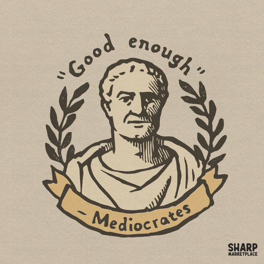 Funny Mediocrates Roman statue bust wearing a laurel wreath with sarcastic humor for t-shirt design PNG