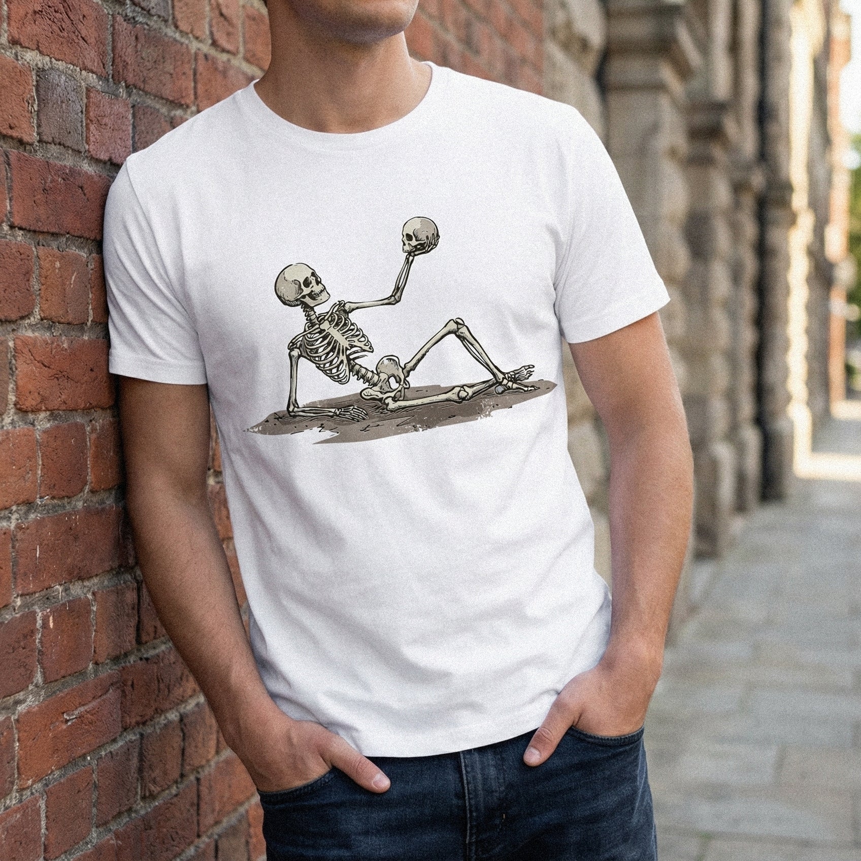 Skeleton Holding Skull PNG, Digital Download - 300 DPI Design for T-Shirt