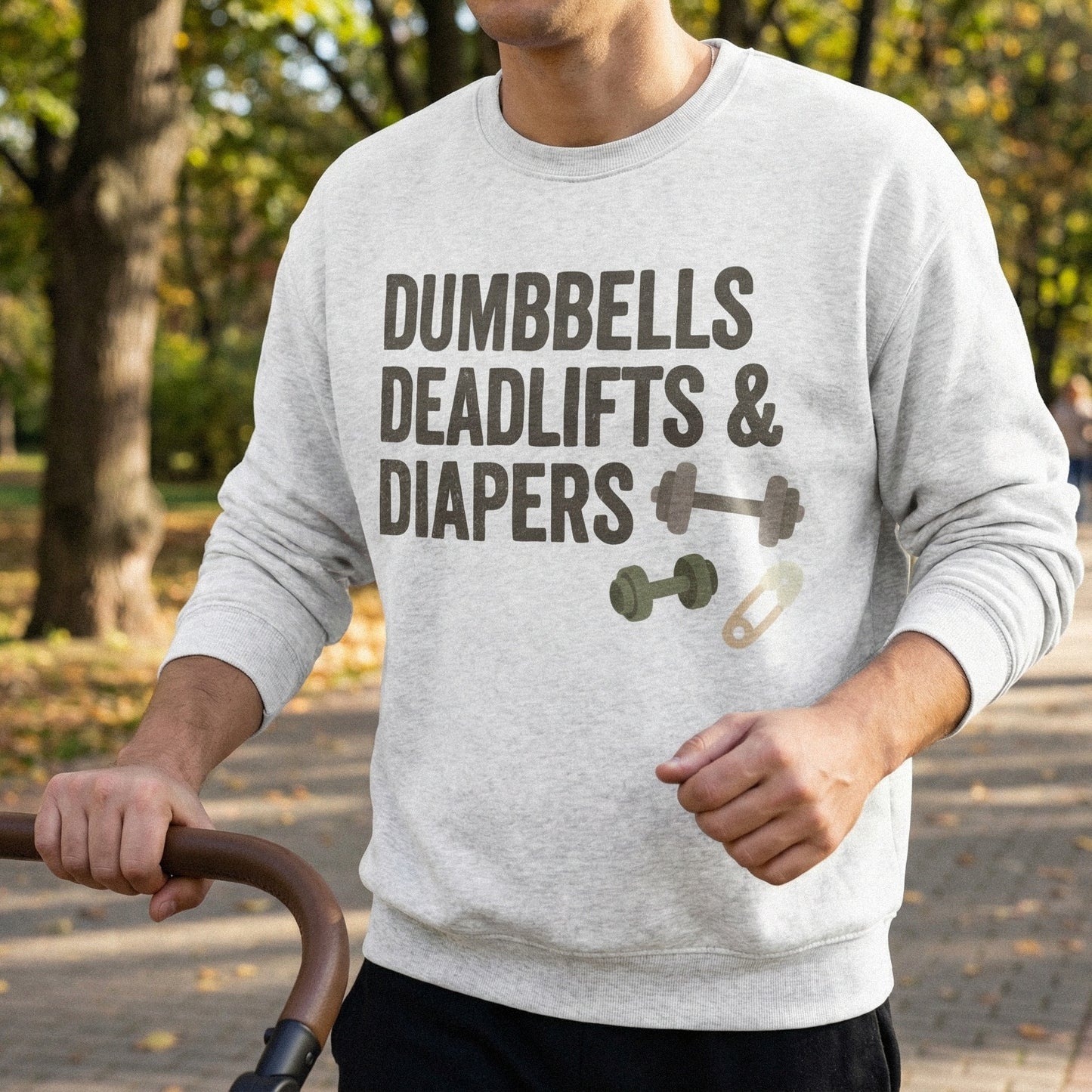 Dumbbells Deadlifts & Diapers PNG, New Dad Gym Shirt - 300 DPI Design for
