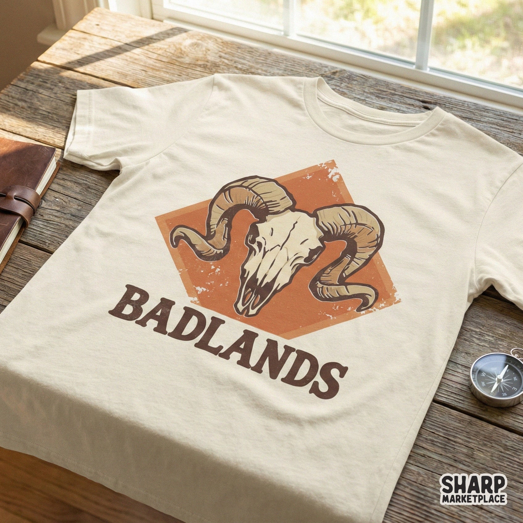 Badlands PNG Design, Western Ram Skull Digital Download - 300 DPI Design
