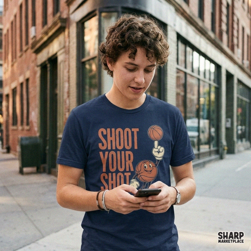 Retro Shoot Your Shot basketball PNG clipart for funny game day shirt graphic tees and basketball mom apparel