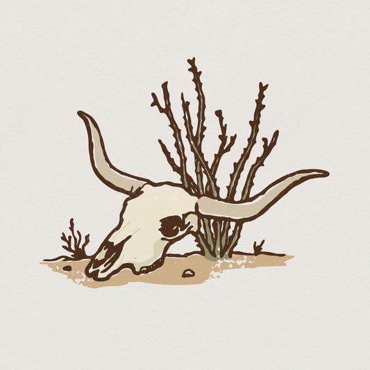 Longhorn Skull PNG, Desert Cow Skull Art Printable - 300 DPI Design for