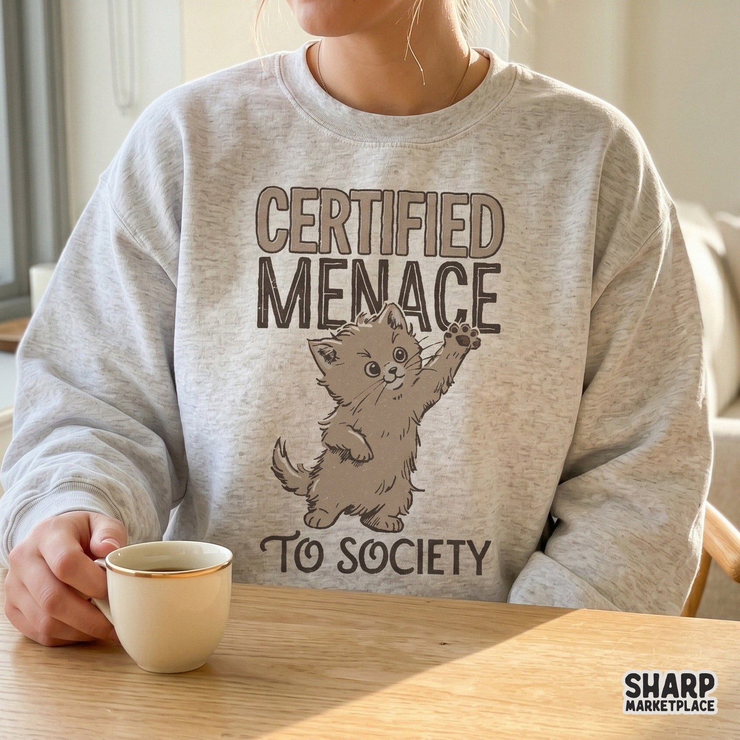 Certified menace to society funny cat lover retro meme png shirt design for animal lovers