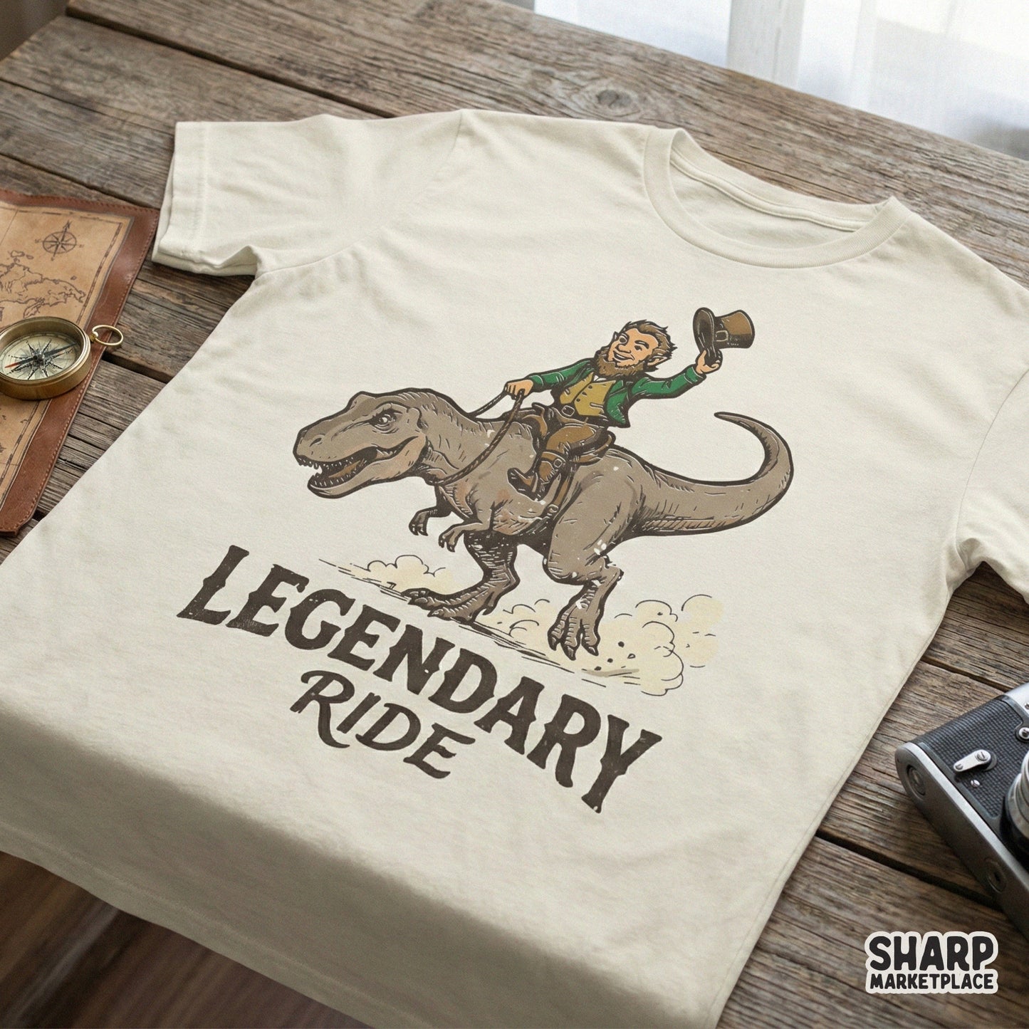Legendary Ride PNG, Funny Leprechaun Dinosaur Shirt Design - 300 DPI