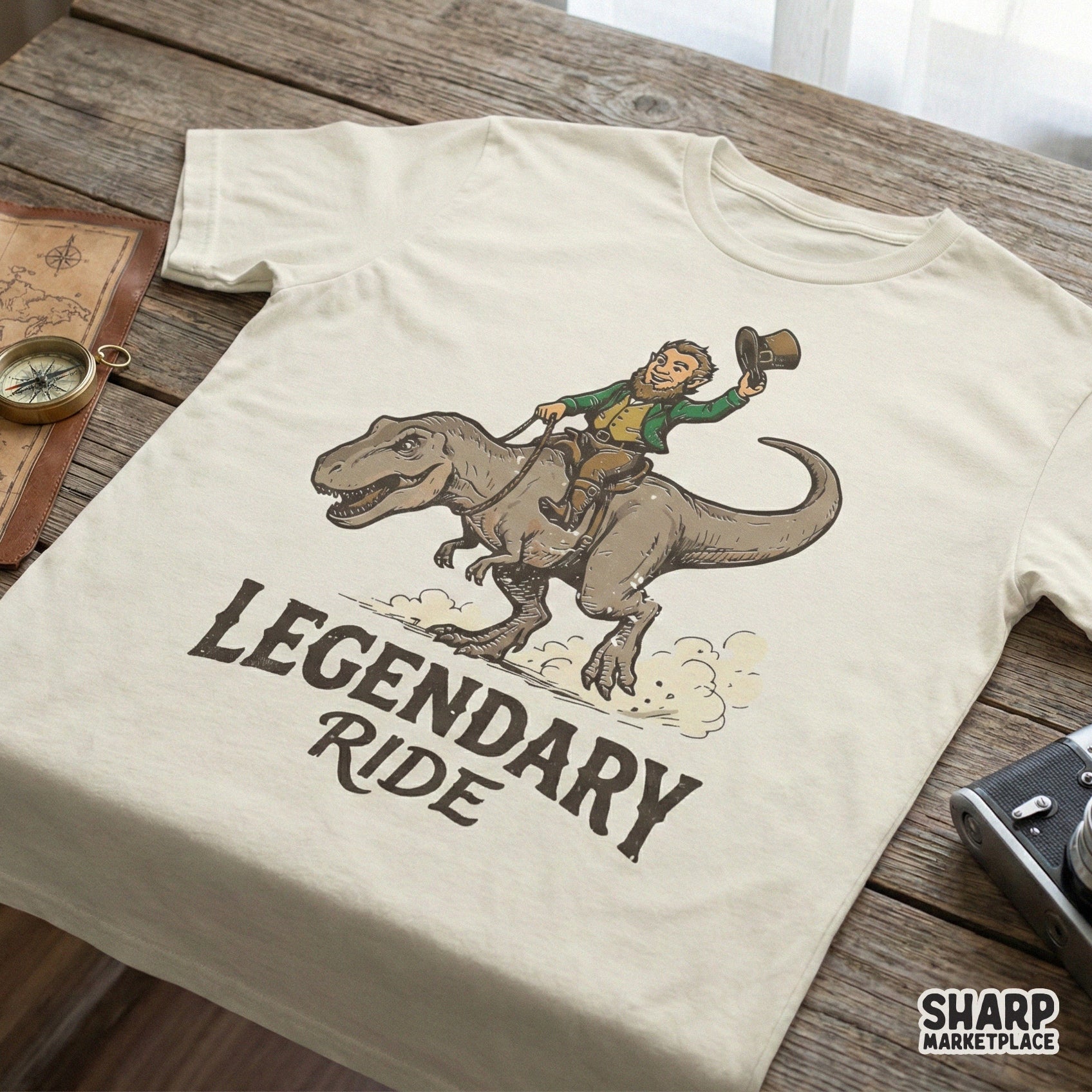 Legendary Ride PNG, Funny Leprechaun Dinosaur Shirt Design - 300 DPI