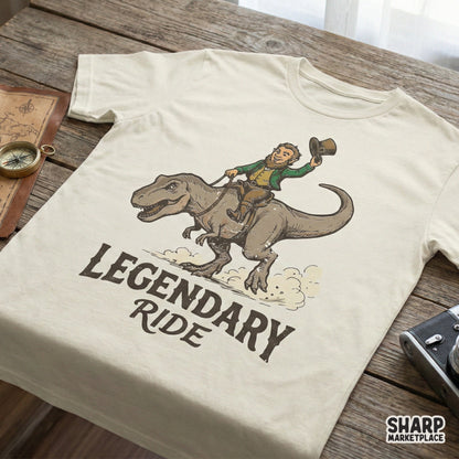Legendary Ride PNG, Funny Leprechaun Dinosaur Shirt Design - 300 DPI