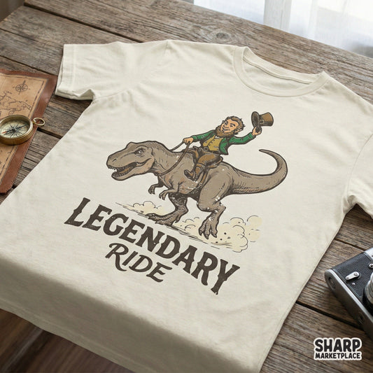 Legendary Ride PNG, Funny Leprechaun Dinosaur Shirt Design - 300 DPI