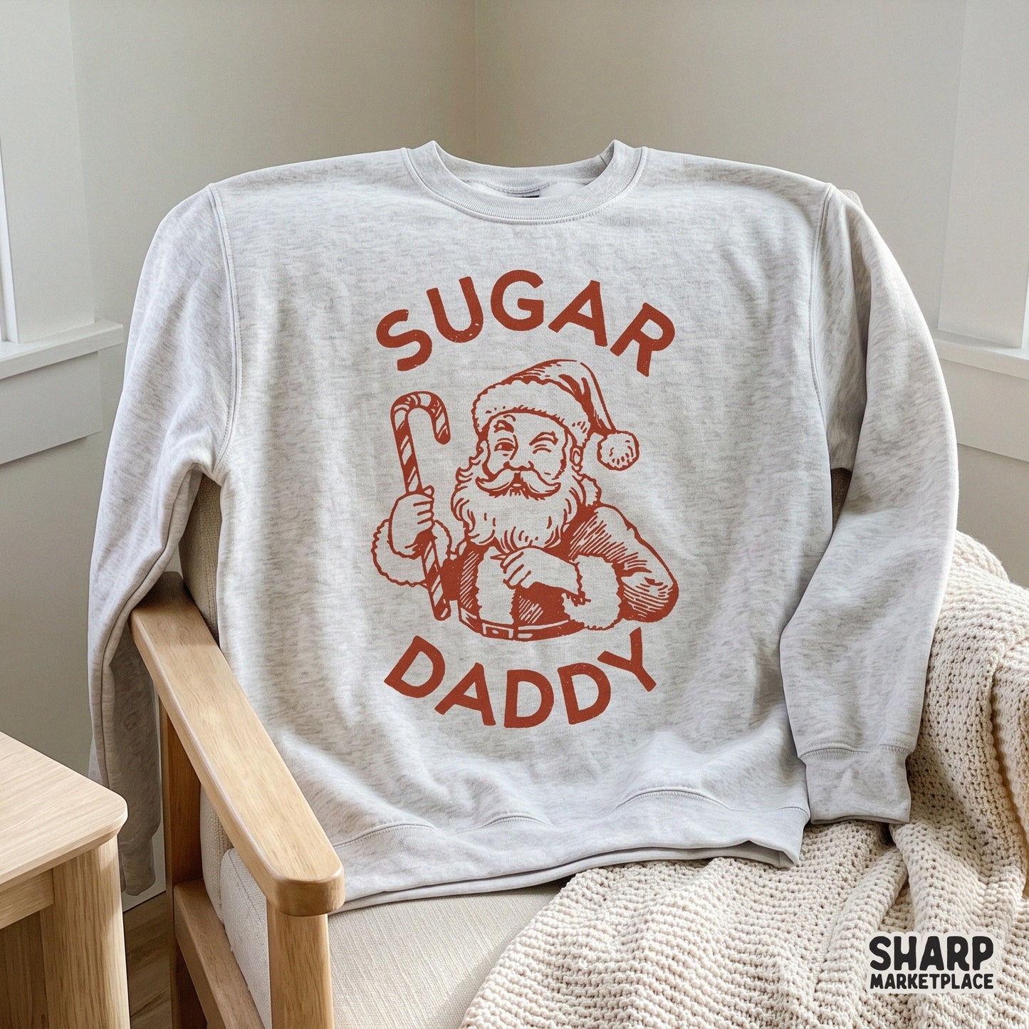 Winking Santa Claus Sugar Daddy PNG with retro Christmas sublimation design for funny sarcastic holiday t-shirts