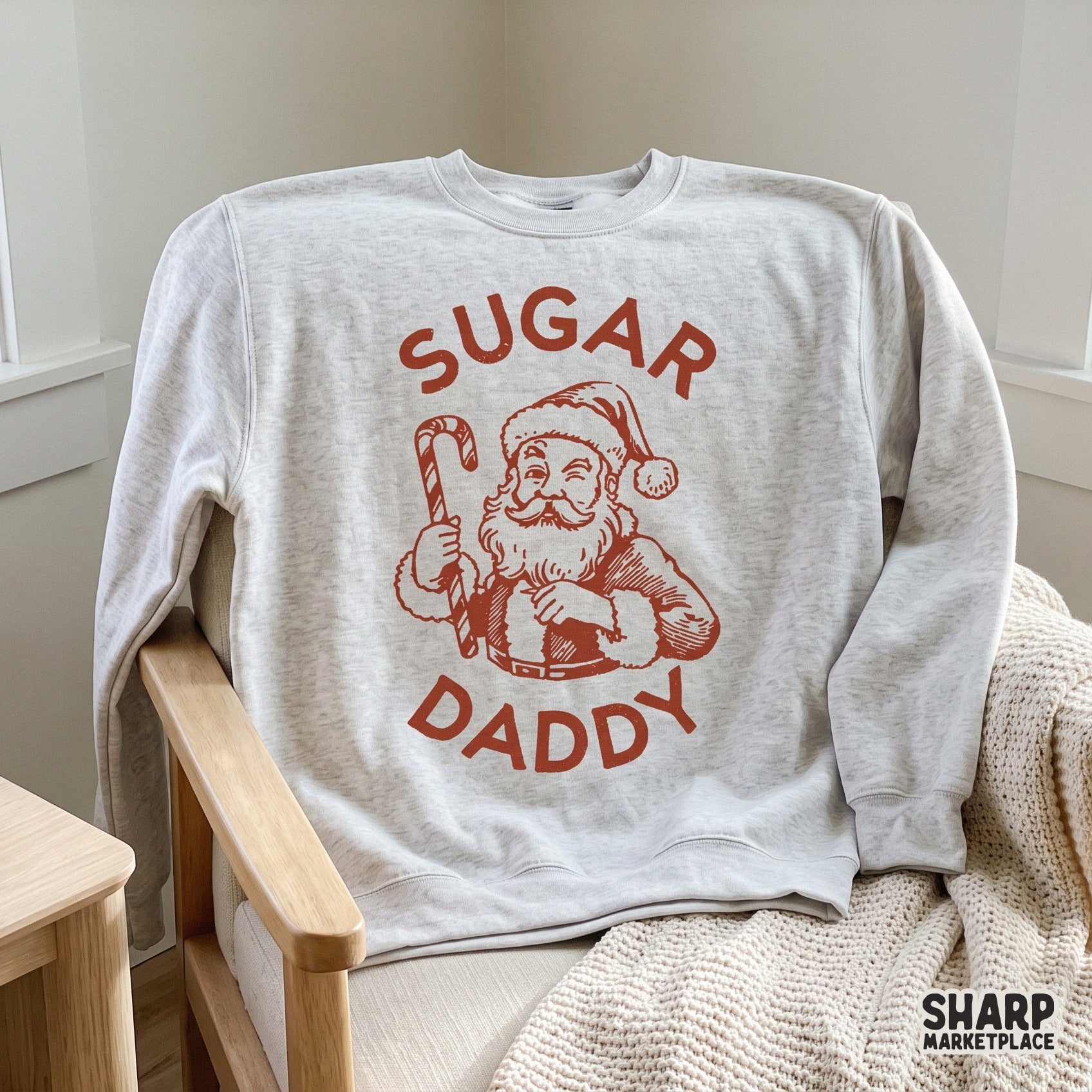 Winking Santa Claus Sugar Daddy PNG with retro Christmas sublimation design for funny sarcastic holiday t-shirts