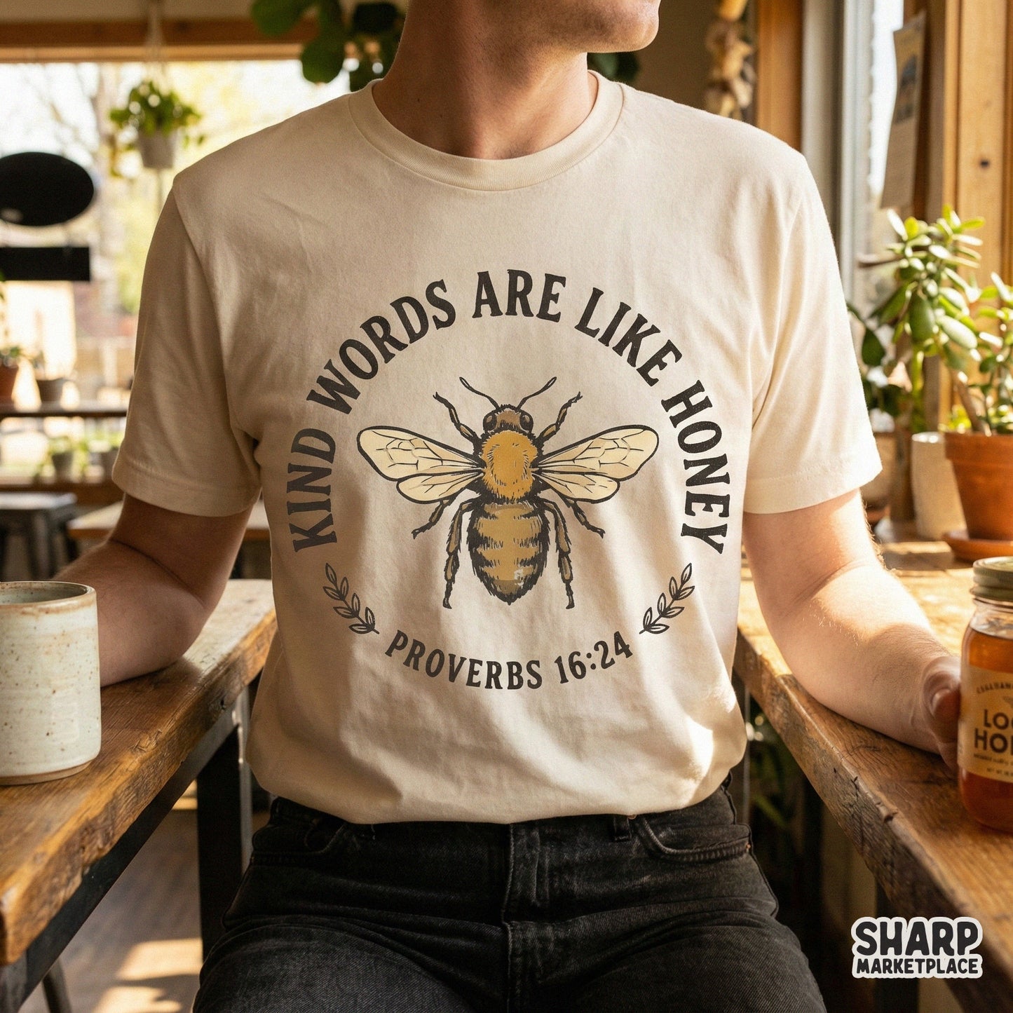 Kind Words Are Like Honey PNG, Proverbs 16:24 Bee Shirt - 300 DPI Design