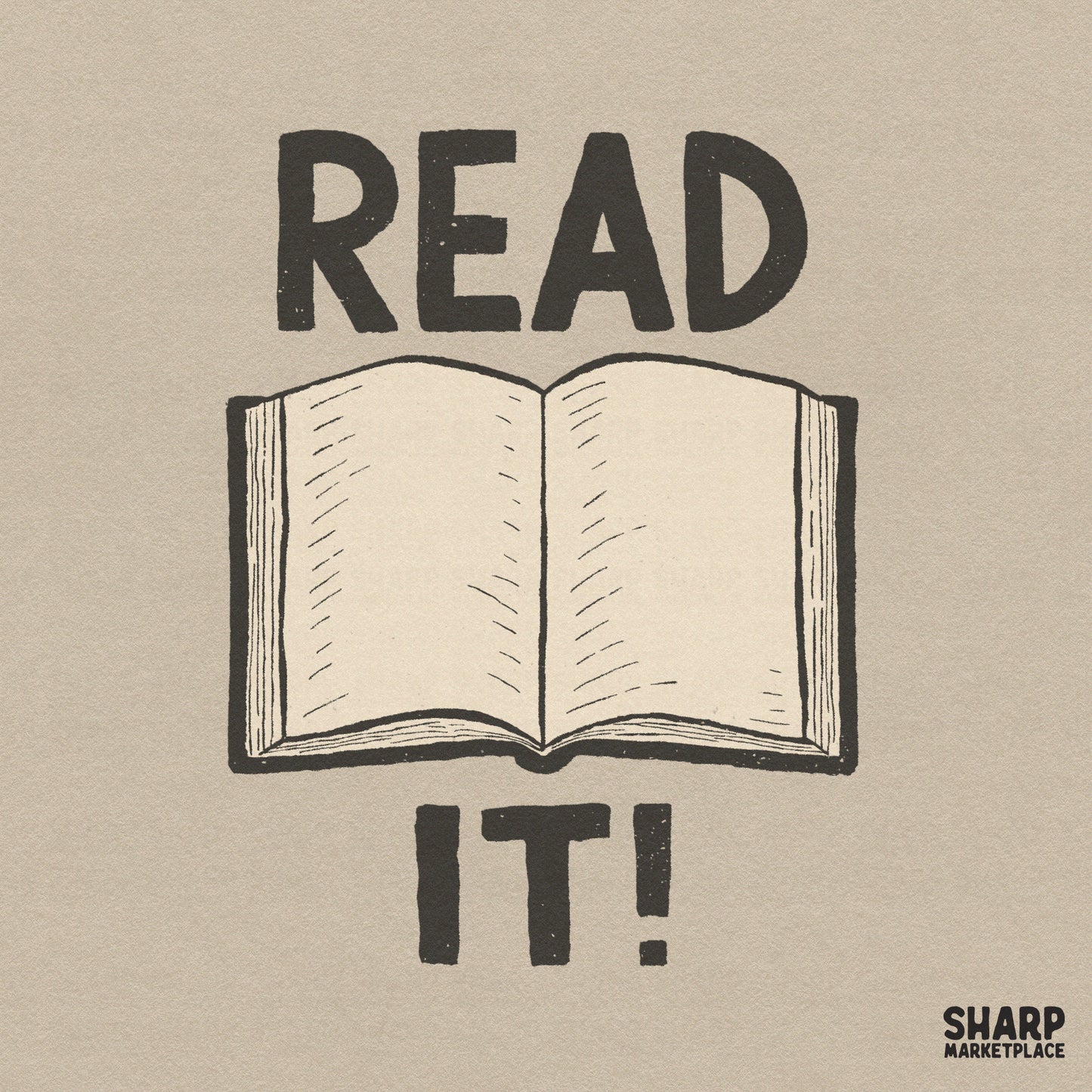 Read It vintage open book graphic PNG for retro reading club shirts and bookish gift sublimation designs