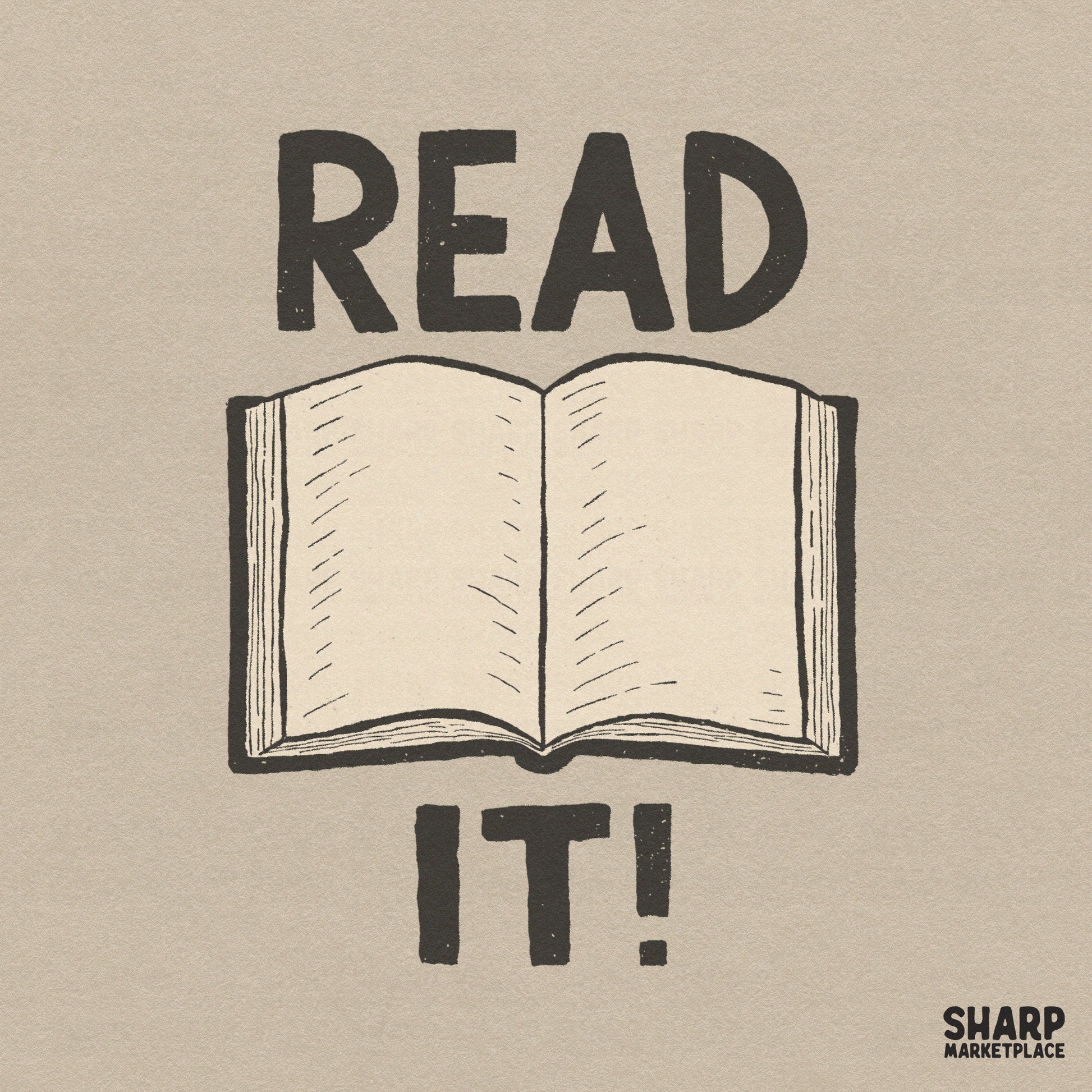 Read It vintage open book graphic PNG for retro reading club shirts and bookish gift sublimation designs