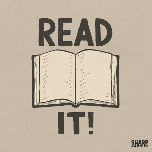 Read It vintage open book graphic PNG for retro reading club shirts and bookish gift sublimation designs
