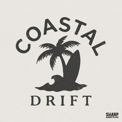 Coastal Drift PNG, Surfing Palm Tree Shirt - 300 DPI Design for T-Shirt