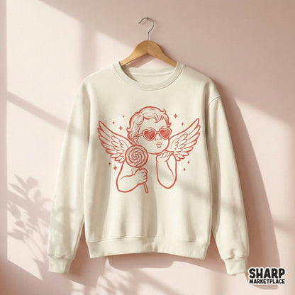 Cupid With Heart Sunglasses PNG, Cute Angel Blowing Kiss - 300 DPI Design