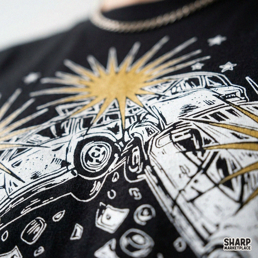Retro cars colliding head on with yellow explosion sparks design for racing t-shirts and sublimation projects