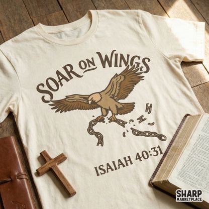 Soar On Wings PNG, Isaiah 40:31 Eagle Bible Verse Design - 300 DPI Design