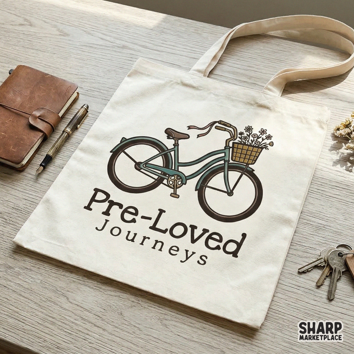 Pre-Loved Journeys PNG, Retro Bicycle T-Shirt Design - 300 DPI Design for