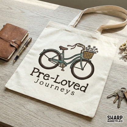 Pre-Loved Journeys PNG, Retro Bicycle T-Shirt Design - 300 DPI Design for
