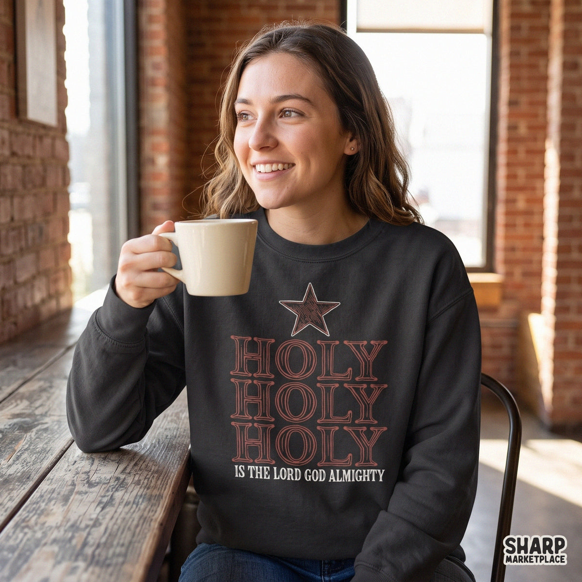 Holy Holy Holy Is The Lord God Almighty vintage Christian typography PNG graphic for faith shirts and sublimation