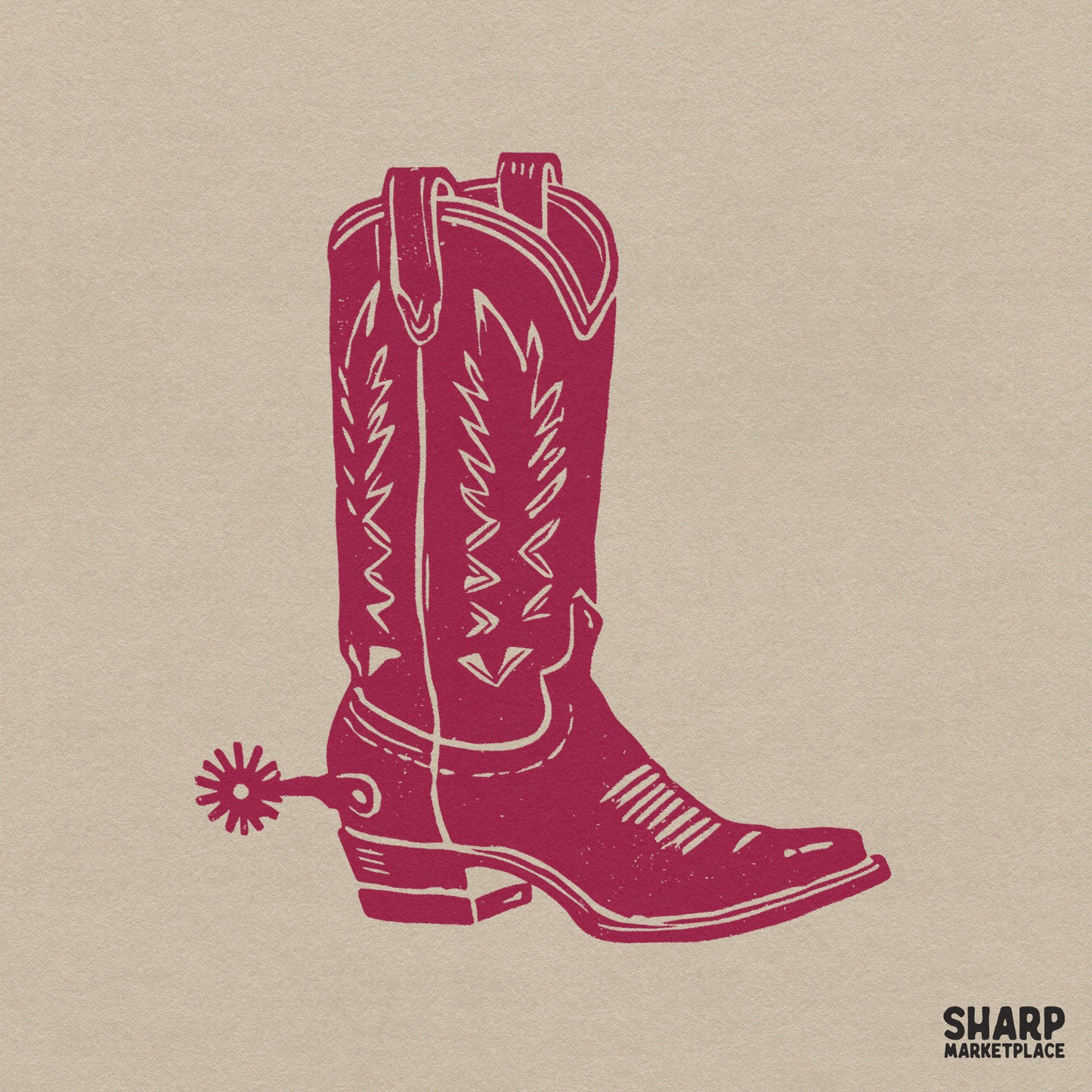 Retro country music western png design with a vintage cowgirl style red boot and cowboy spur for summer tumblers