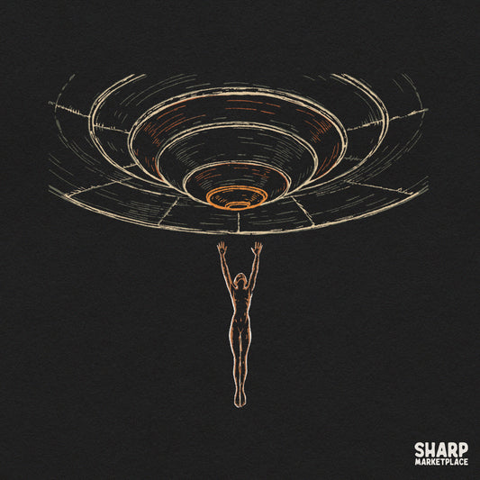 Sci fi UFO flying saucer beaming up a human retro space graphic for Halloween shirts and spooky season sublimation