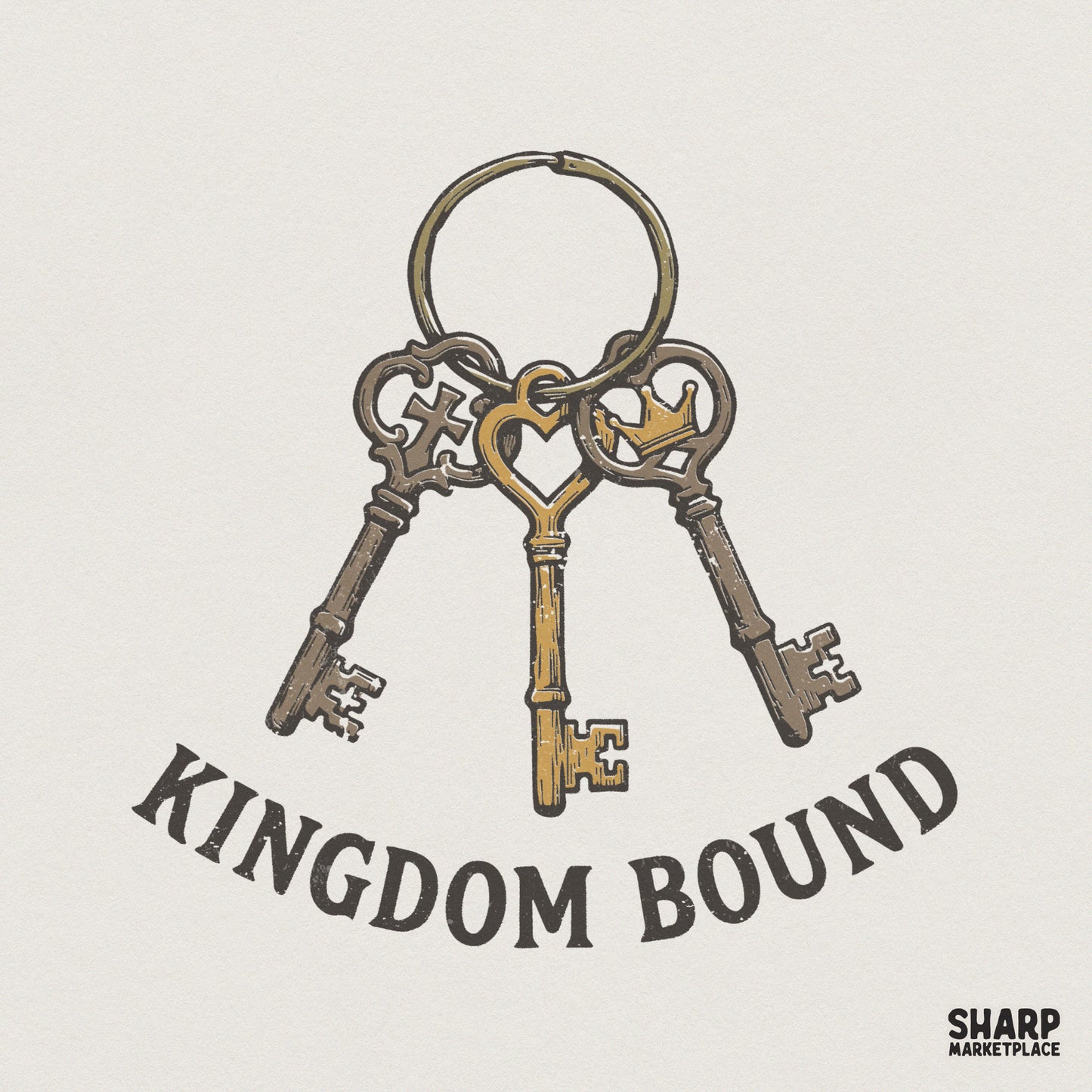 Kingdom Bound PNG, Vintage Keys Christian Shirt - 300 DPI Design for