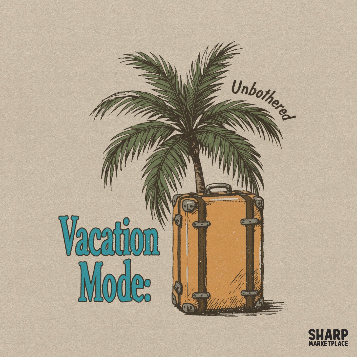Vacation Mode Unbothered retro palm tree summer PNG for girls trip travel t-shirts and beach holiday sublimation designs
