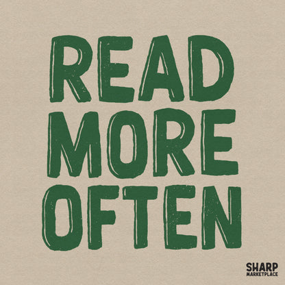 Read More Often trendy bookish retro PNG design for funny book lover stickers and aesthetic library shirts