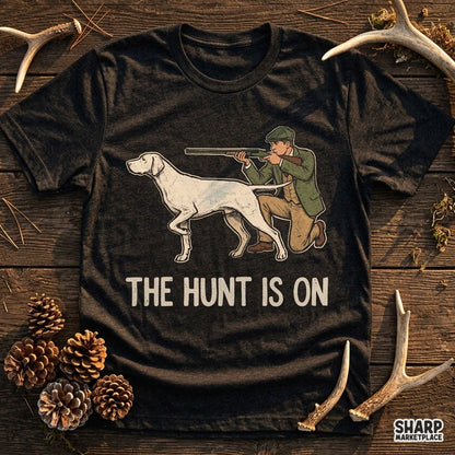Vintage outdoorsman kneeling with shotgun and hunting dog graphic for Father's Day shirt sublimation PNG