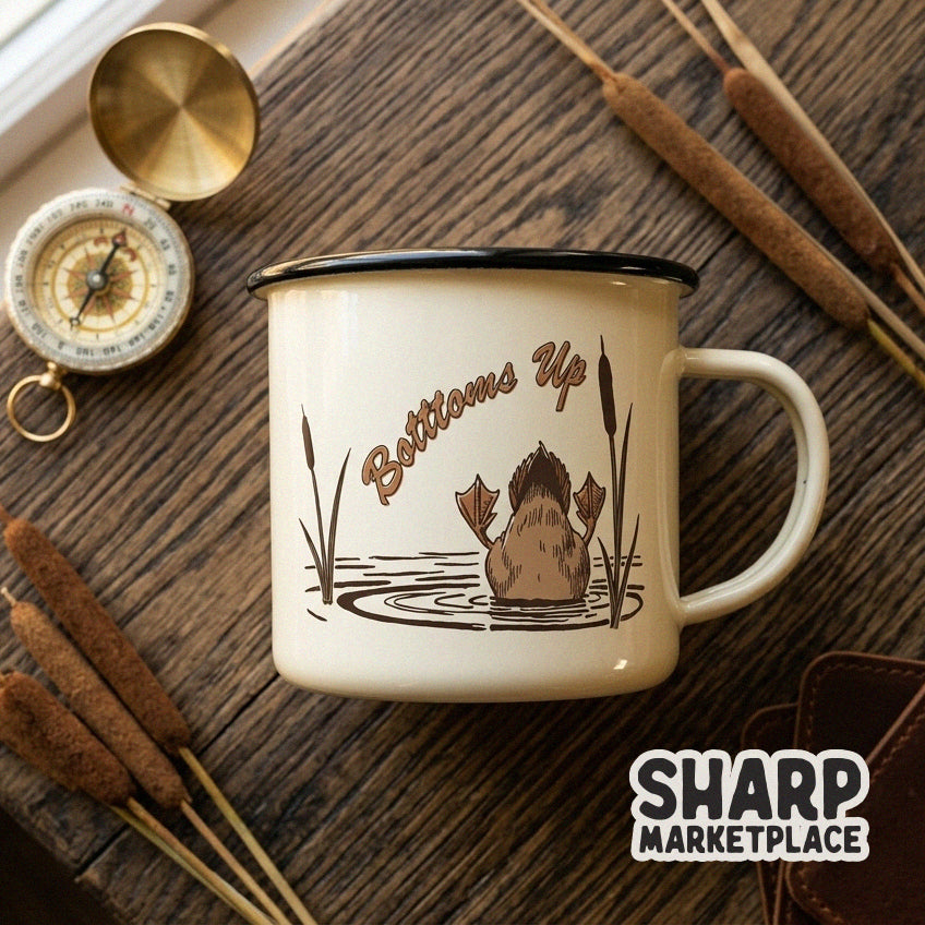 Funny bottoms up duck graphic for a lake tee shirt and outdoor wildlife apparel design