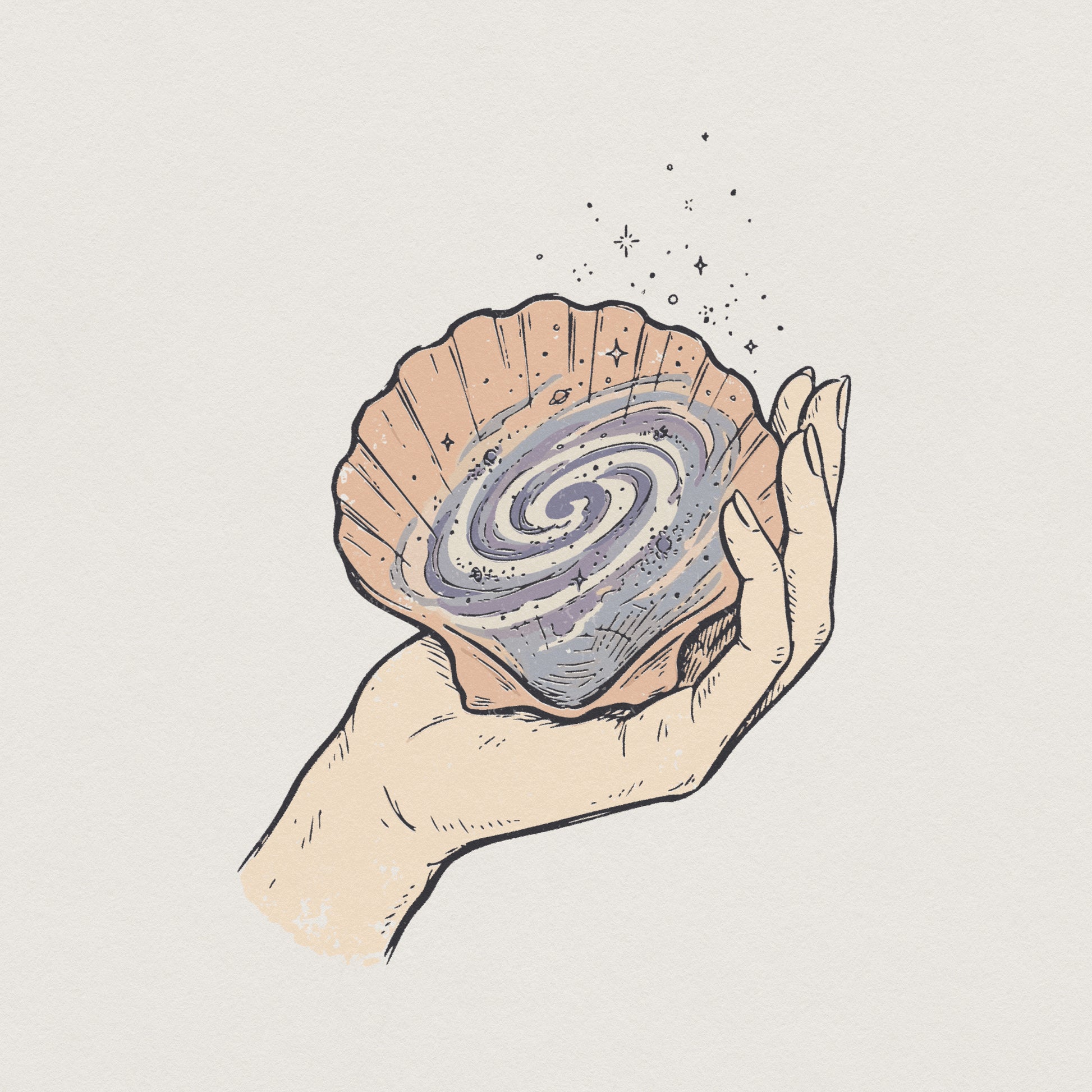 Galaxy In Your Hands PNG, Mystical Seashell Art - 300 DPI Design for