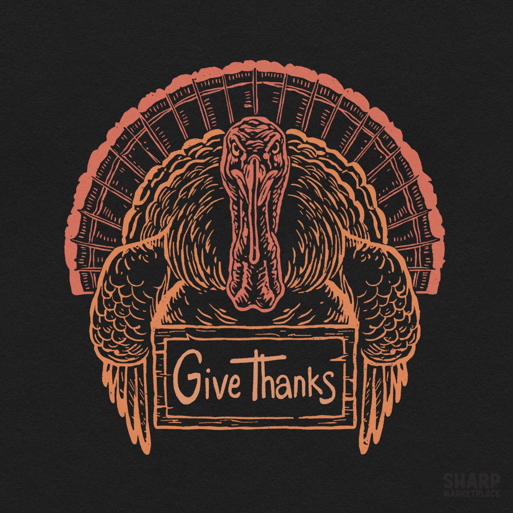Retro Give Thanks fall PNG graphic for Thanksgiving shirt sublimation and autumn apparel design