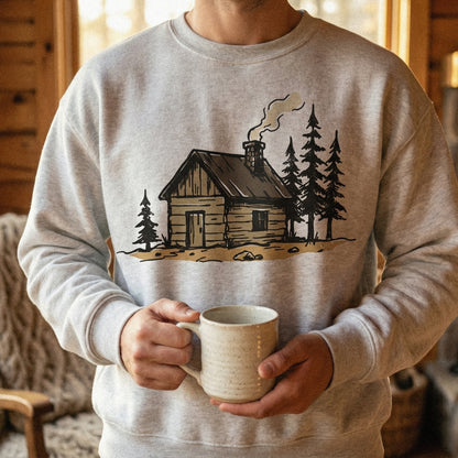 Rustic Cabin PNG, Hand Drawn Forest House - 300 DPI Design for T-Shirt