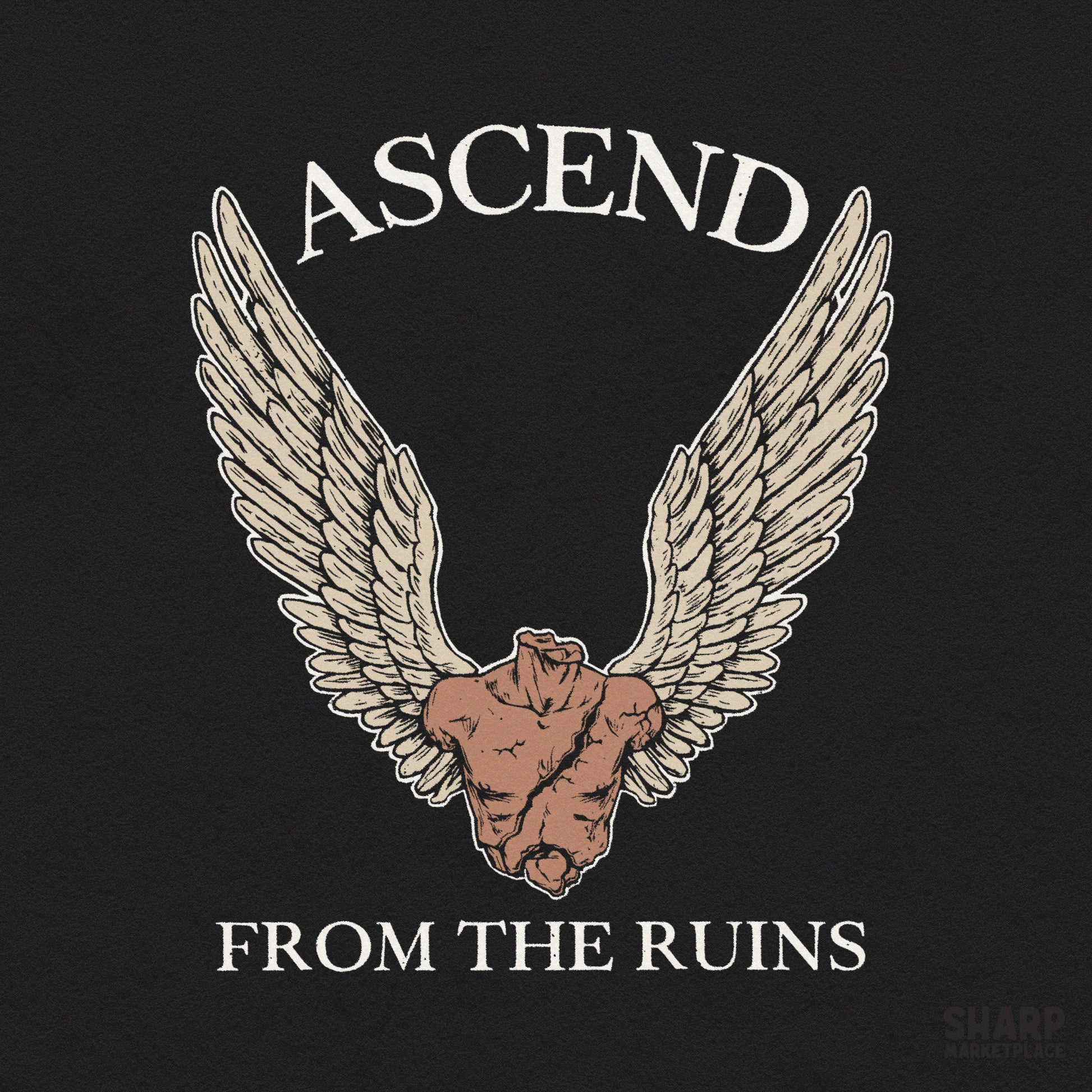 Classical winged torso Greek statue art for edgy streetwear shirt png designs