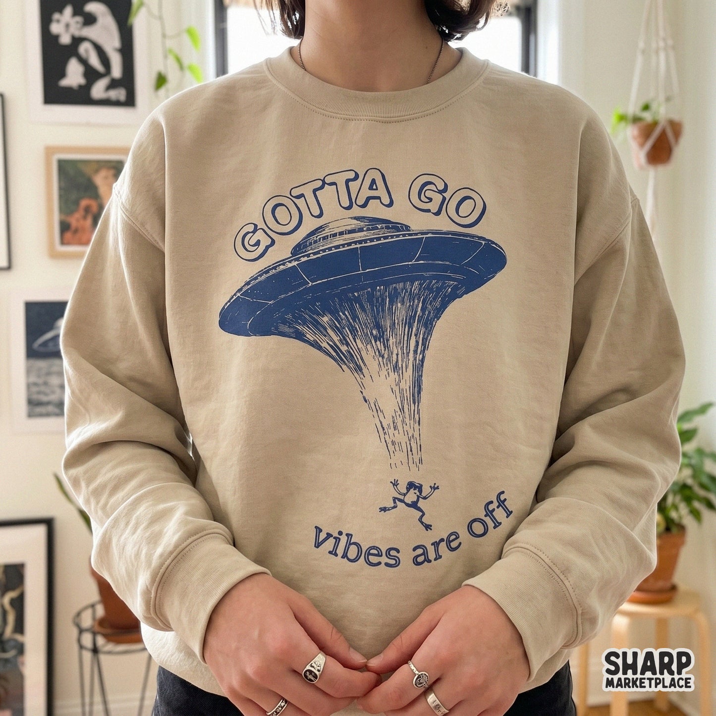 Funny sarcastic frog UFO abduction graphic for a retro vintage meme shirt sublimation design