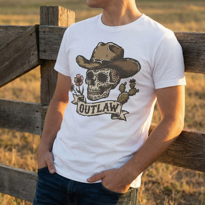 Outlaw PNG Skull, Western Floral Cowboy Hat PNG - 300 DPI Design for