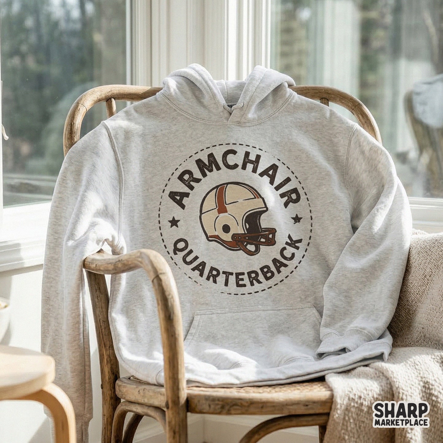 Armchair Quarterback PNG, Vintage Football Helmet Design - 300 DPI Design