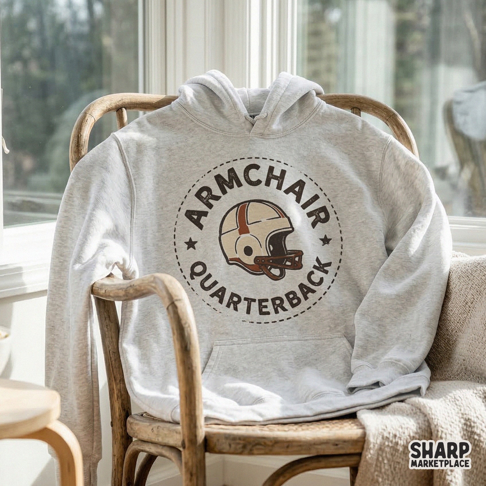 Armchair Quarterback PNG, Vintage Football Helmet Design - 300 DPI Design