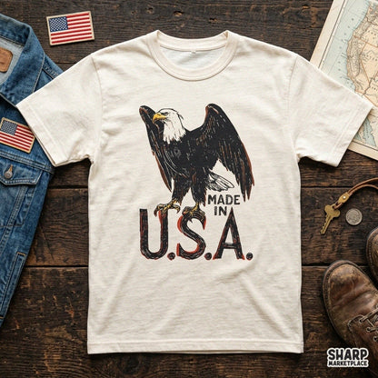 Vintage patriotic bald eagle with American flag graphic design for western shirt sublimation and t-shirts