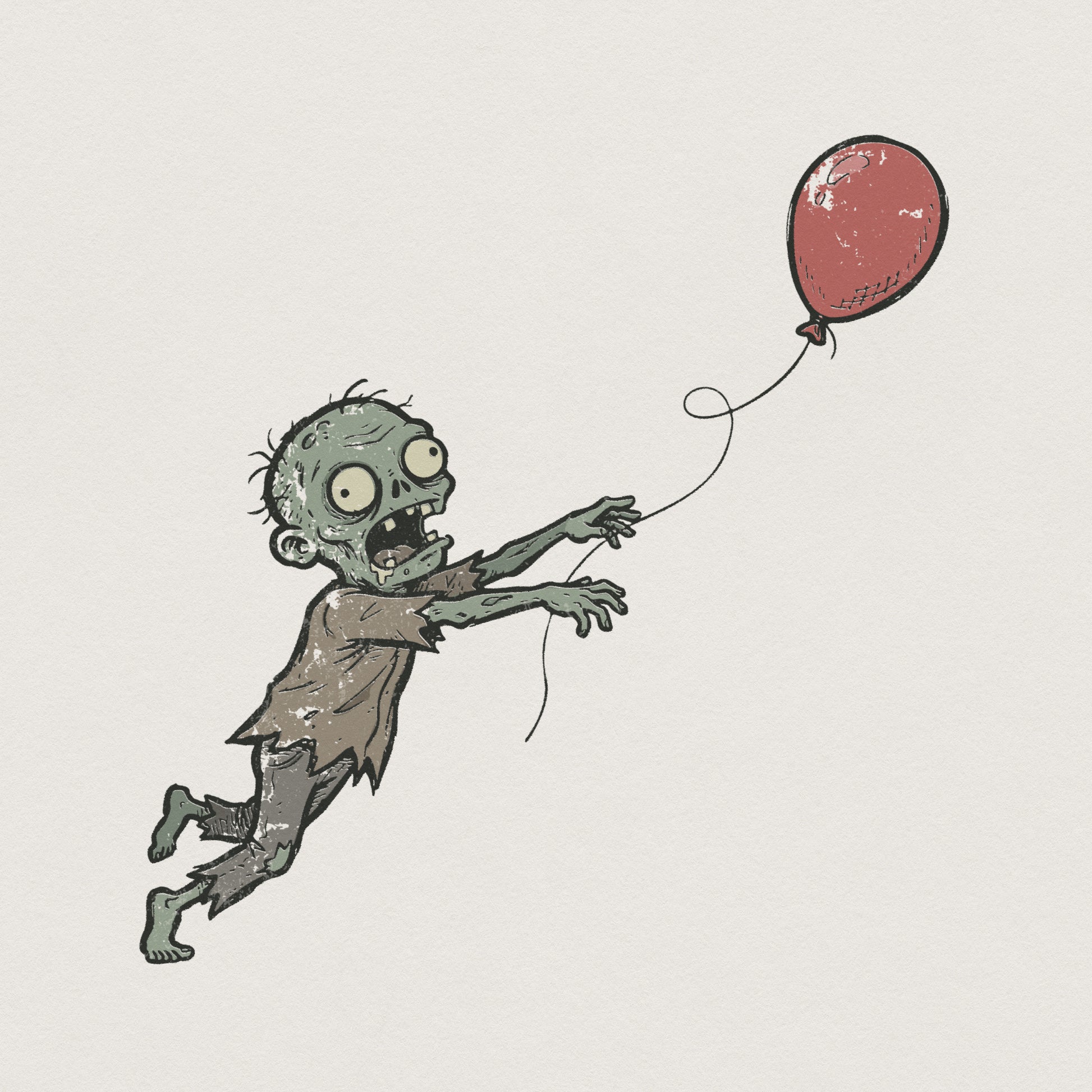 Zombie With Red Balloon PNG, Funny Halloween Shirt - 300 DPI Design for