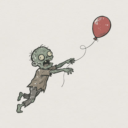 Zombie With Red Balloon PNG, Funny Halloween Shirt - 300 DPI Design for