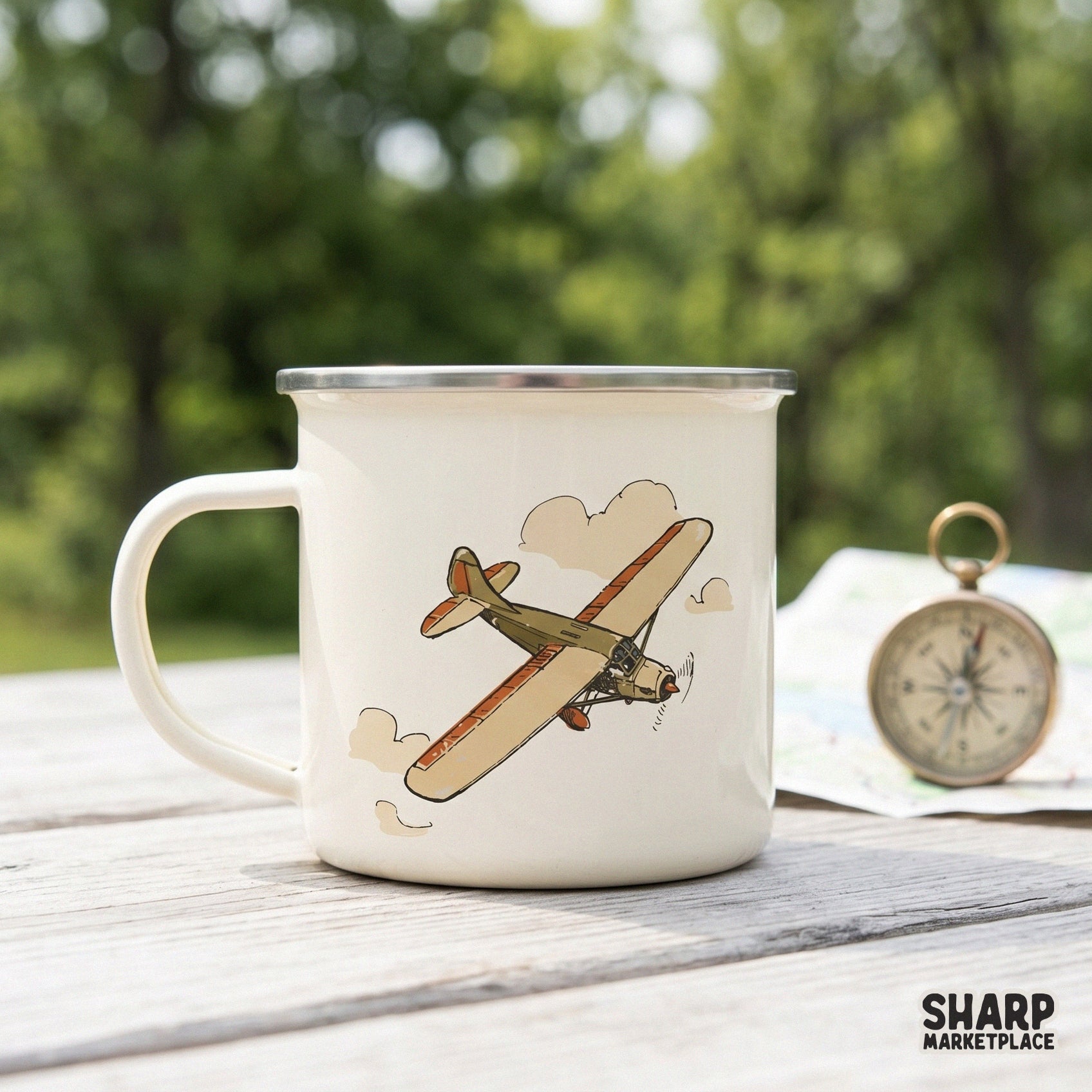 Distressed vintage aviation PNG featuring a classic propeller plane, ideal for sublimation transfers on t-shirts, tumblers, or rustic wall art decor.
