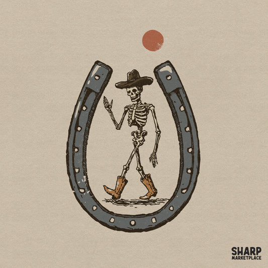 Skeleton Cowboy Horseshoe, Western PNG Design - 300 DPI Design for T-Shirt