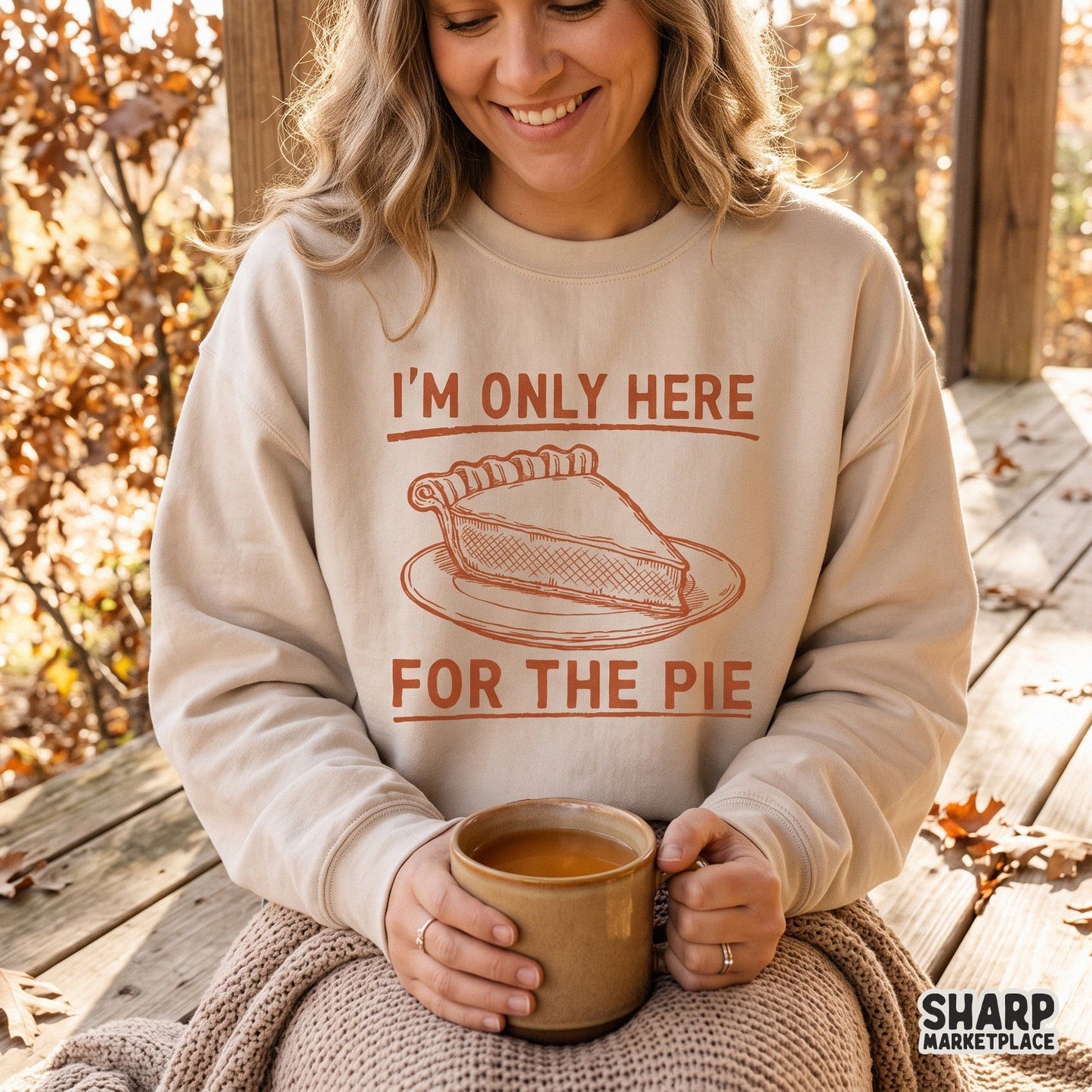 Retro style pie slice print with snarky humor text for a funny Thanksgiving shirt or autumn apparel design