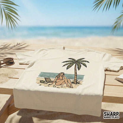 Retro Beach Girl PNG, Summer Palm Tree Digital Design - 300 DPI Design
