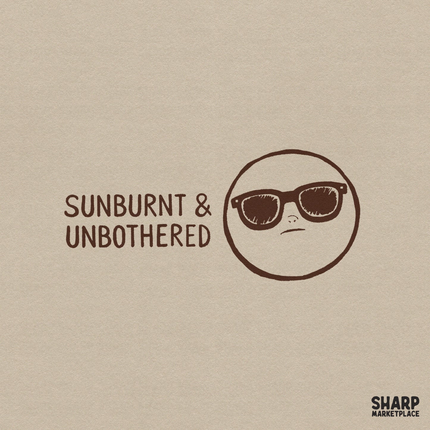 Sunburnt and Unbothered trendy summer shirt design PNG with funny sarcastic quote for beach vibes sublimation and stickers